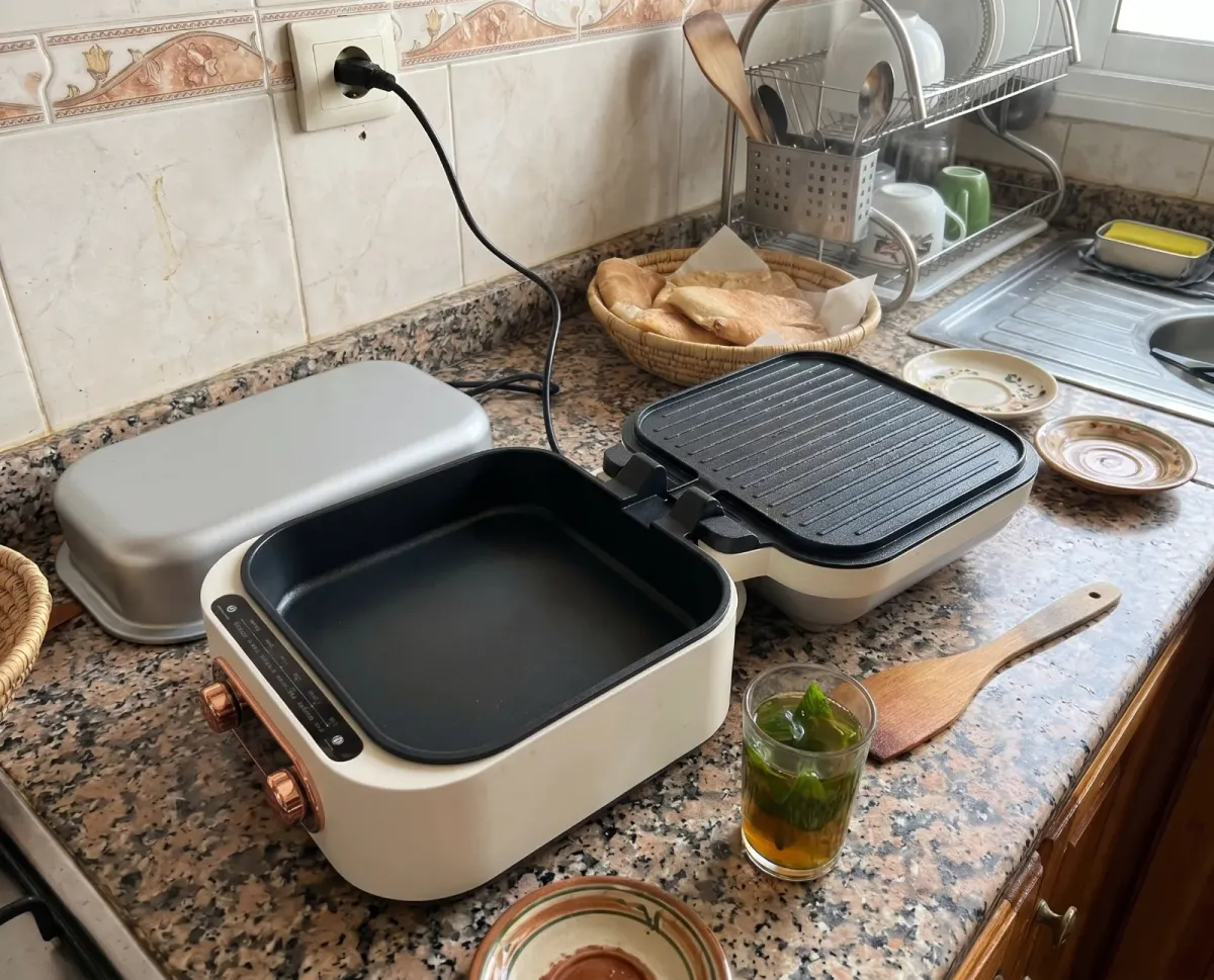 Grill et Poêle Électrique 2 en 1 Multifonction (Neuf)