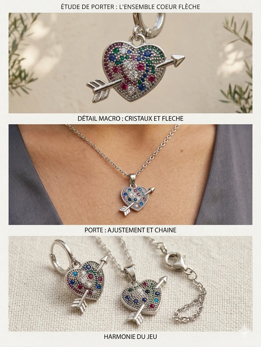 Ensemble coeur flèche est parure cadena