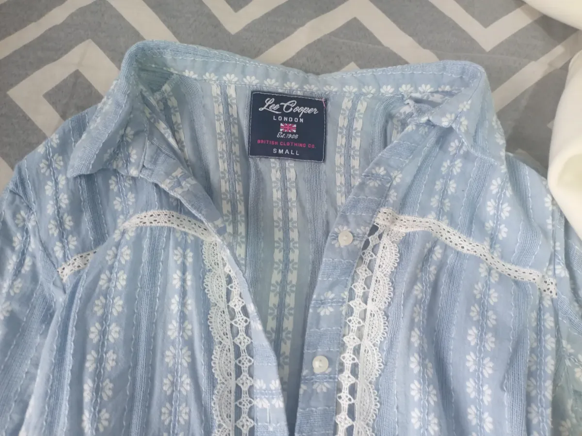✨ Chemise Lee Cooper élégante bleu & blanc – S