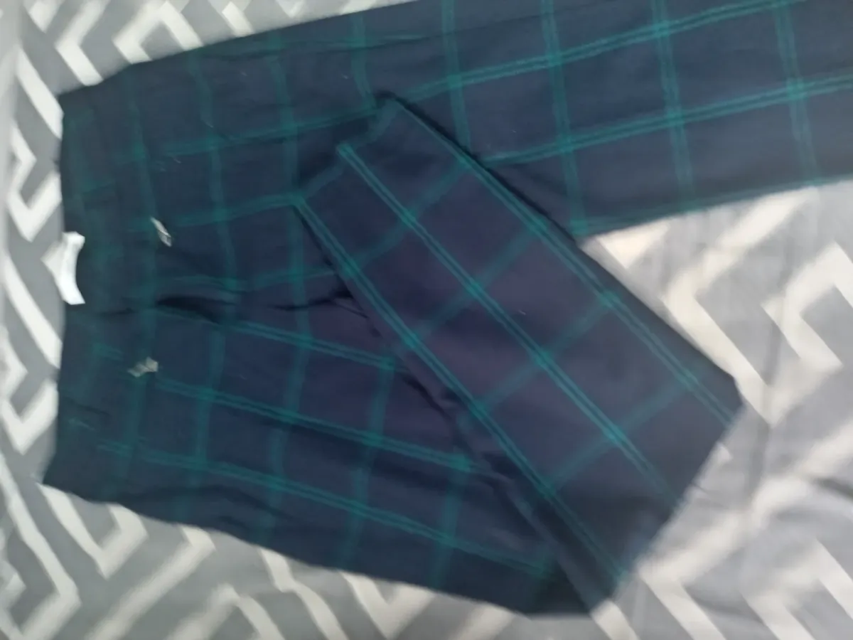 💙 Pantalon Mango bleu à carreaux bleu-vert – Très bon état 2
