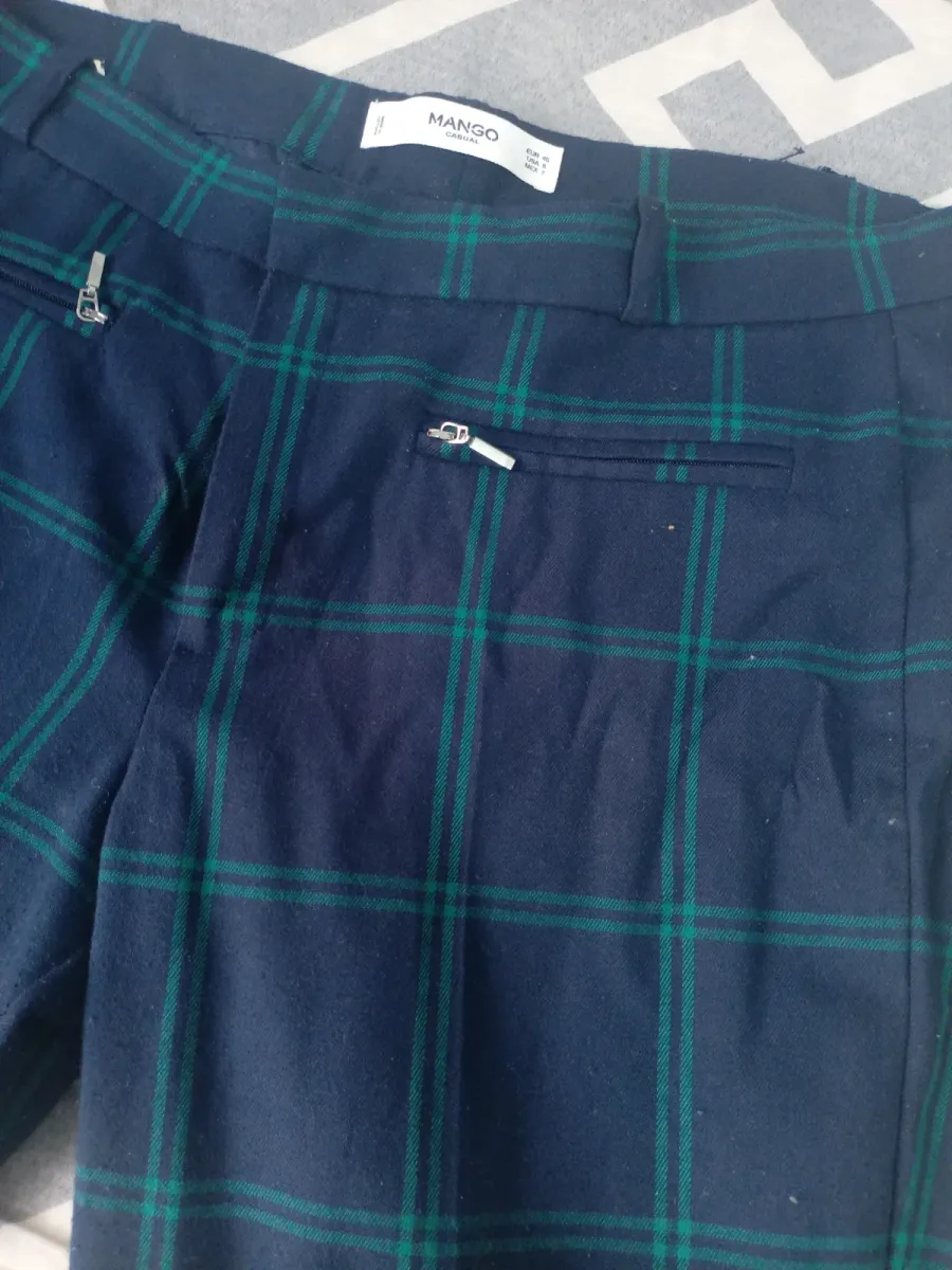 💙 Pantalon Mango bleu à carreaux bleu-vert – Très bon état 3