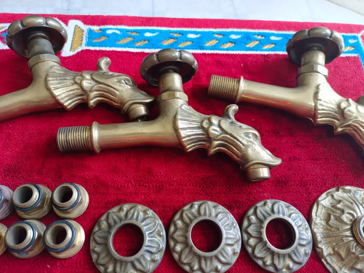 3 Antique Brass Water Taps