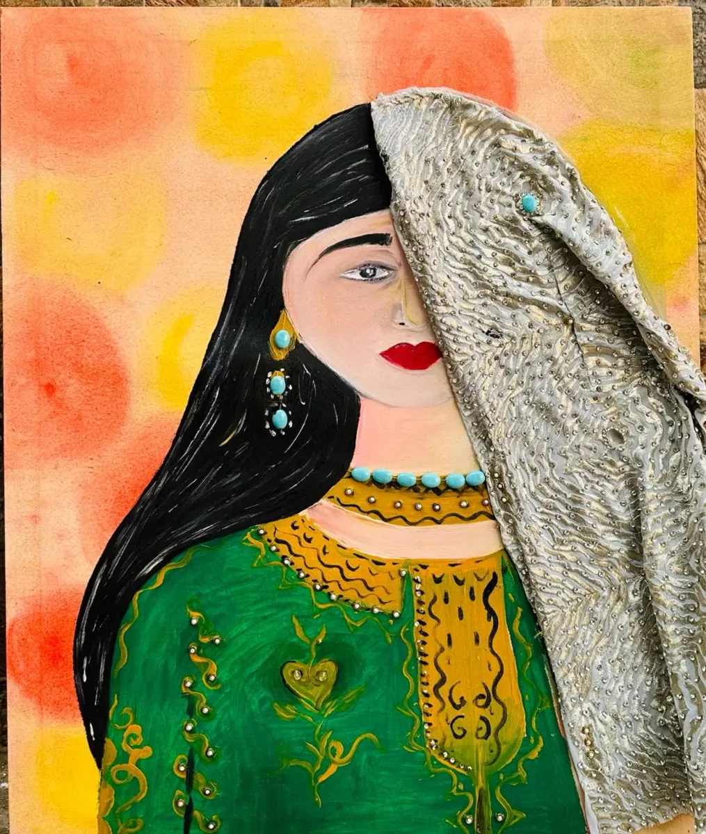 tableau Regard d'Orient & Voile Argenté 70/60 cm