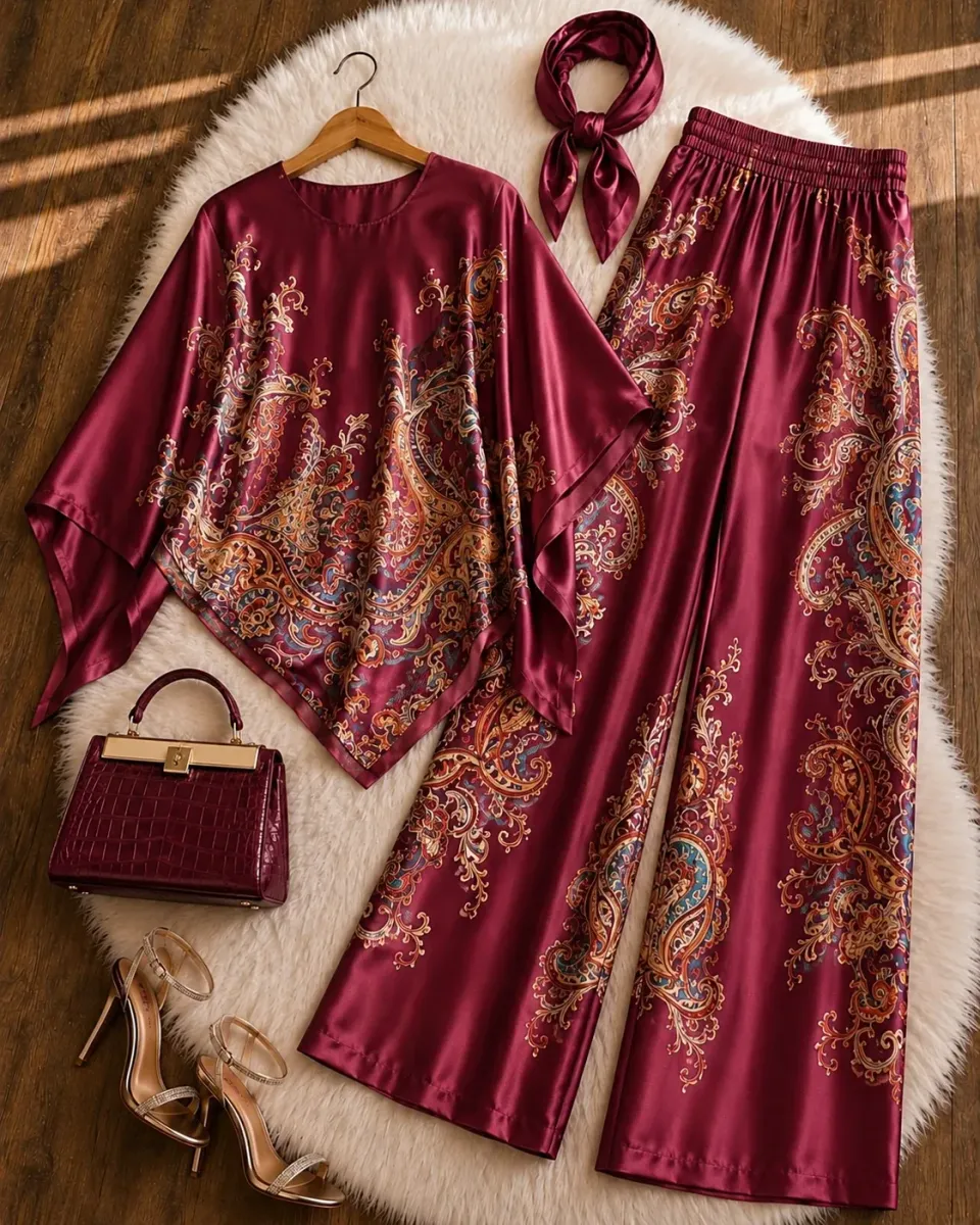🔥🔥Ensemble satin chic et élégant