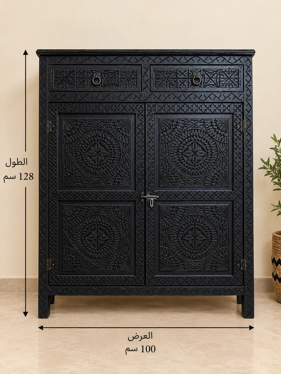 ✨ Magnifique placard en bois sculpté, de style marocain traditionnel, avec de très beaux motifs artisanaux. 2