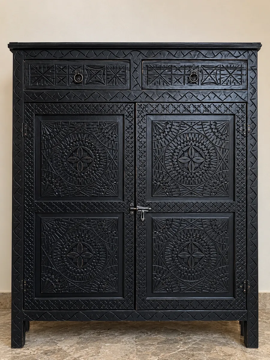 ✨ Magnifique placard en bois sculpté, de style marocain traditionnel, avec de très beaux motifs artisanaux. 3