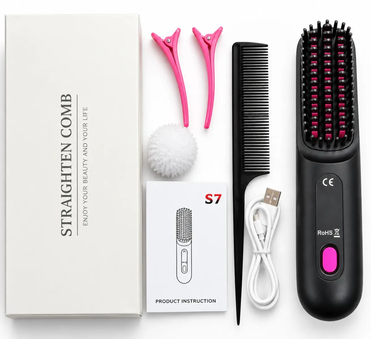 Brosse Lissante Sans Fil S7 - Lisseur Cheveux