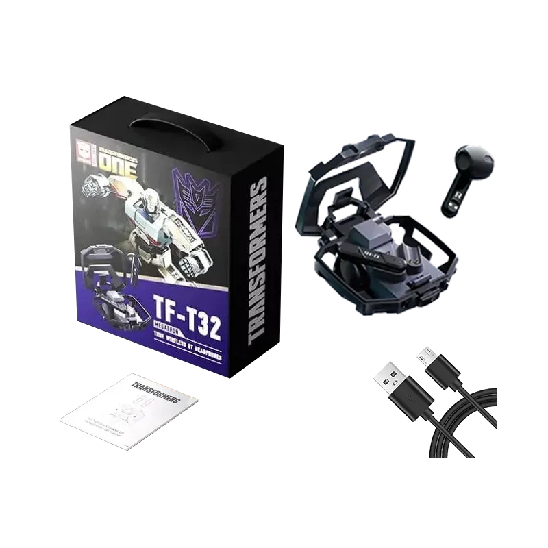 سماعات ترانسفورمرز (Transformers) اللاسلكية بالكامل TF-T32 - لون رمادي حديدي وأصفر
