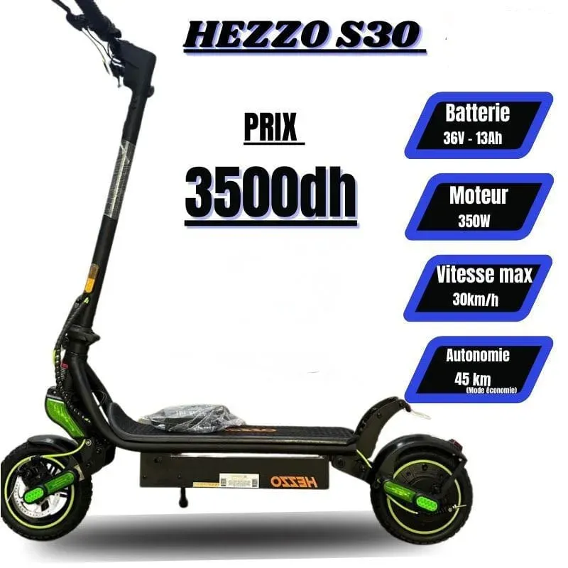🛴 Trottinette électrique HEZZO S30 – 350W, autonomie jusqu’à 45 km